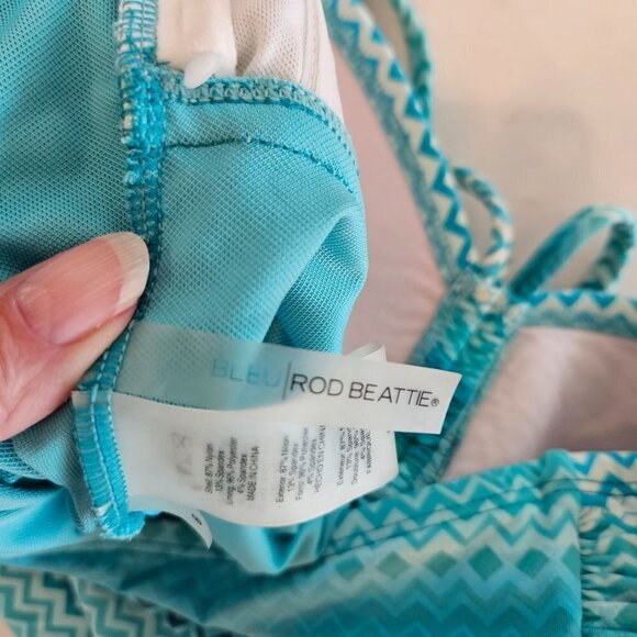 BLUE Rod Beattie Riding A Wave Tankini Swim Top, Turquoise, Size 6 - Picture 7 of 11